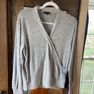 J. Crew Gray V-Neck Sweater Lightweight Knit